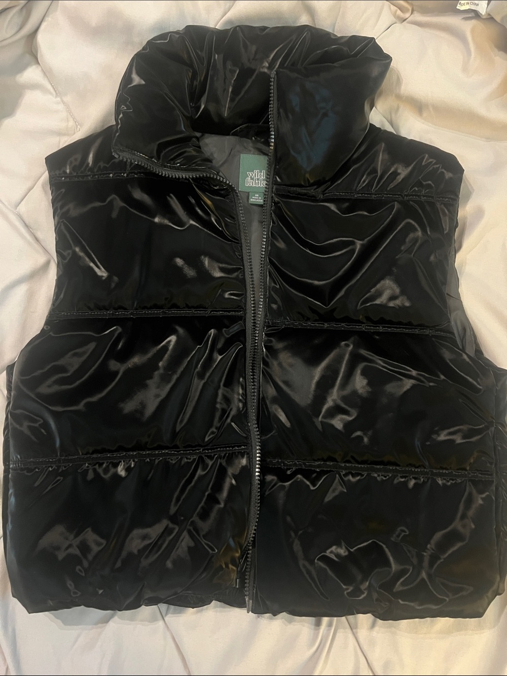 wild fable Shiny Black Quilted Puffer Vest